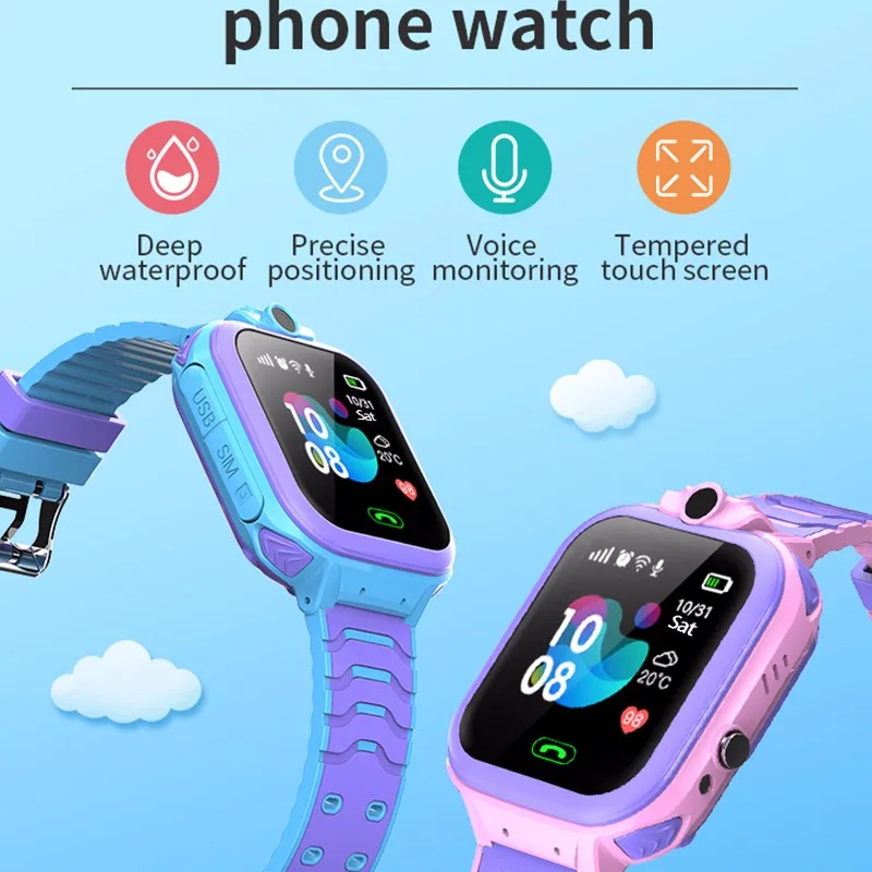 Children's Smart Watch Waterproof SOS Call LBS Anti Lost Location  Tracker kids Smart Watch Camera Lighting Baby 2G Clock Gifts