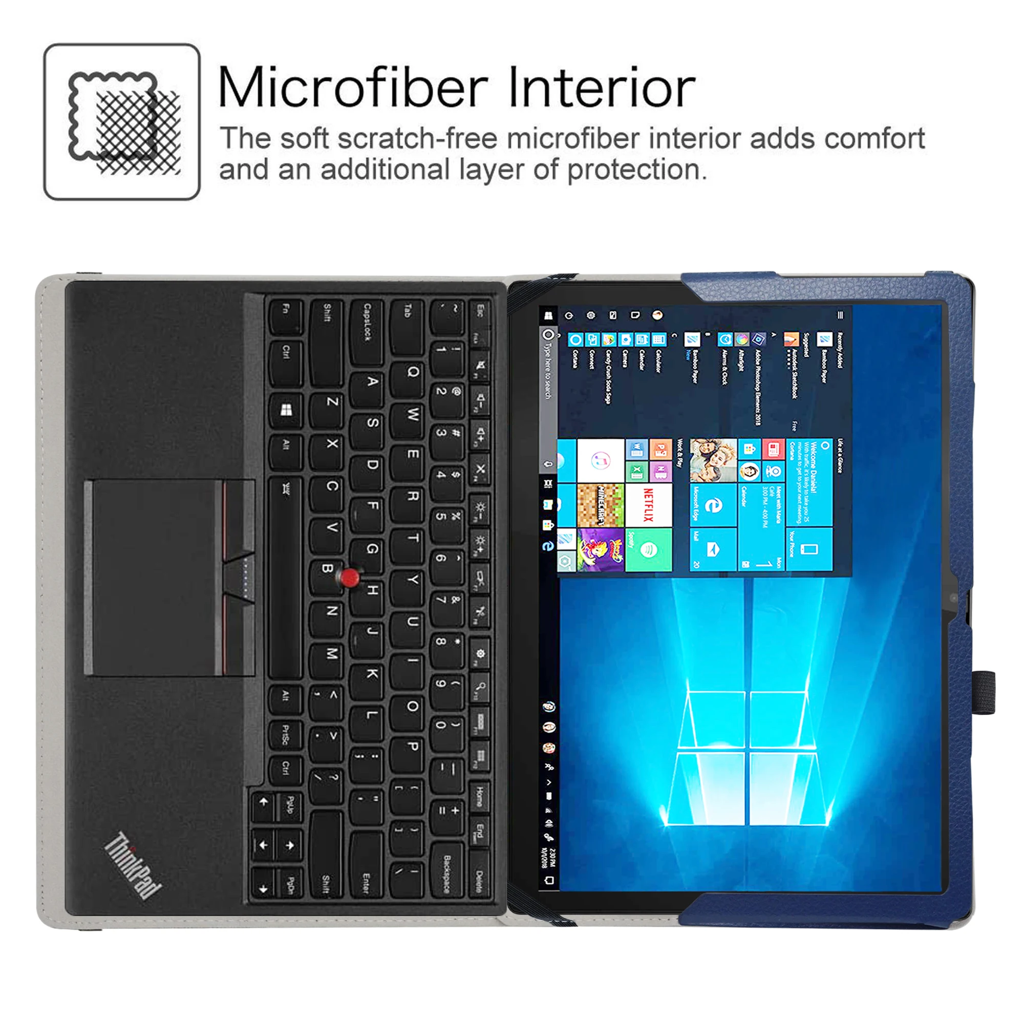 Estojo para 12.3 Lenovo Thinkpad X12 Destacável Tablet pc Dobrável Suporte de Couro do Plutônio Capa com Fecho Elástico - Imagem 2