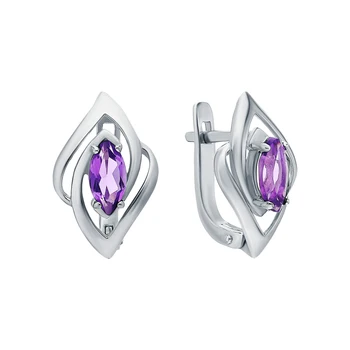 

Silver earrings with amethyst sunlight sample 925