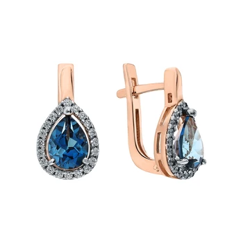 

Gold earrings with Topaz and cubic zirconia sunlight sample 585