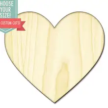 Сердце Дерево вырезанный-на заказ Выберите свой размер-лазерная резка Деревянные Художественные товары для рукоделия Настенный декор свадебный детский DCS0050