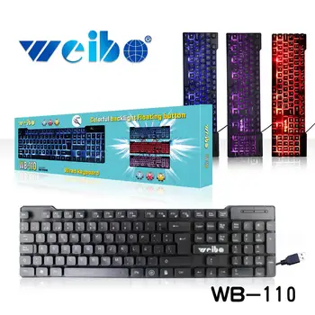 Weibo WB-110 Teclado Ordenador PC Español Backlight Gaming con Retro-Iluminación LED RGB Windows Linux Mac (Negro) 3