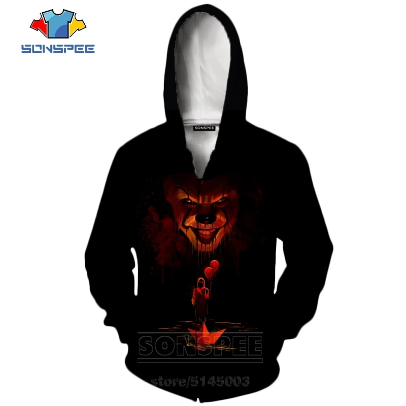 19 It Chapter две молнии толстовки новые для мужчин женщин Pennywise клоун Толстовка 3D принт фильм ужасов унисекс с длинным рукавом Топ пальто C063-1 - Цвет: 19