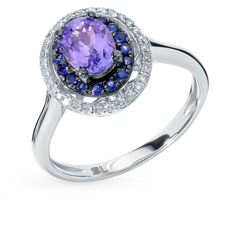 

Gold ring with tanzanite, sapphires and diamonds sunlight sample 585