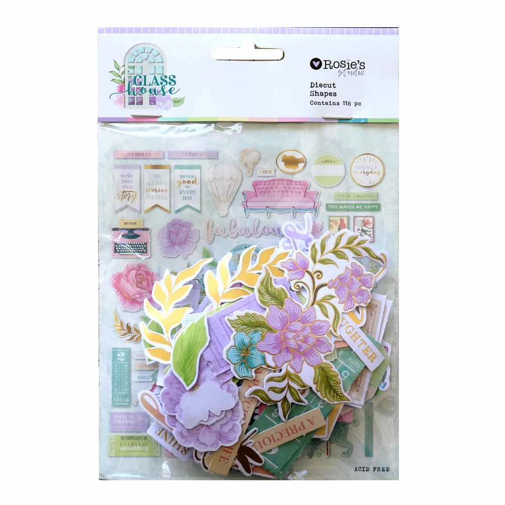 CRZCrafter Paper Diecut формы Ephemera 118 шт печатные фольгированные дизайны украшения поделки