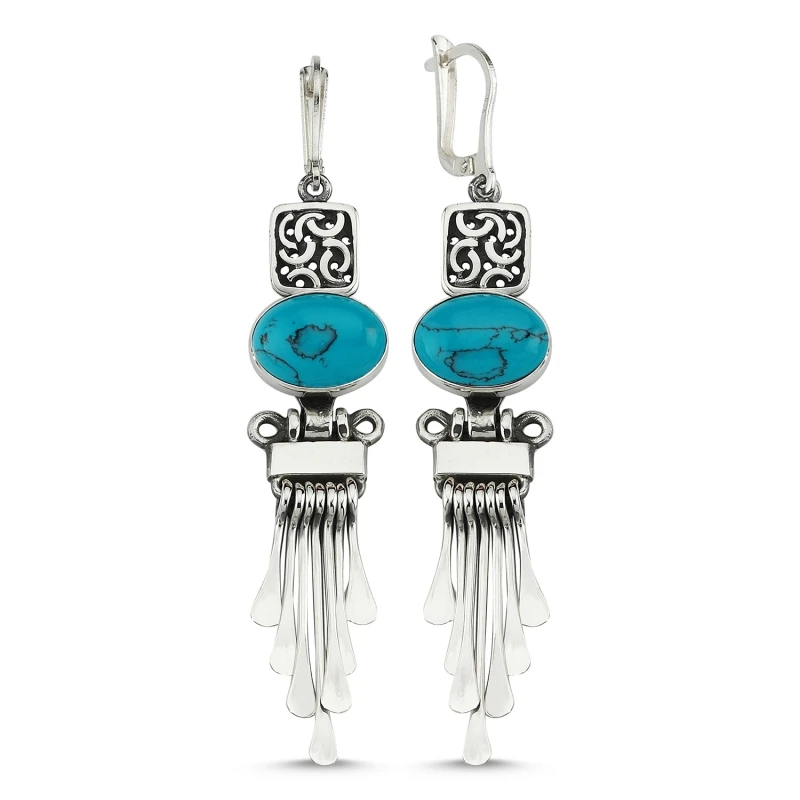 

Armagano Turquoise Gemstone Dangle Hand Handwork Earrings