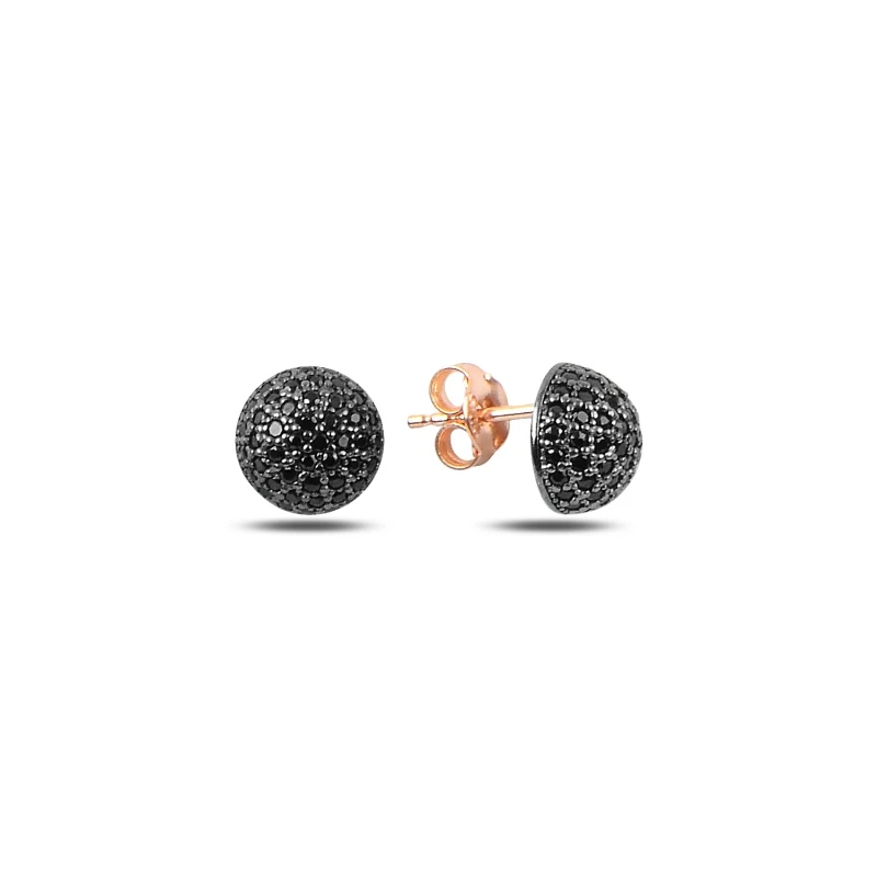 

Armagano Black Zircon Stone 9mm Half Ball Earrings
