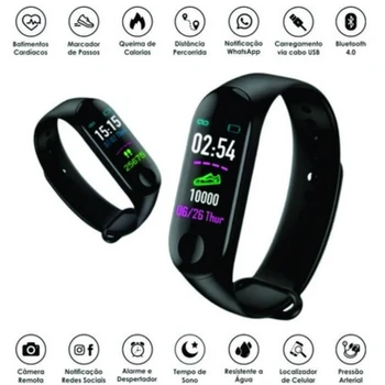 

M3 Preto SmartWatch Relogio Pulseira De Corrida Monitor Cardíaco