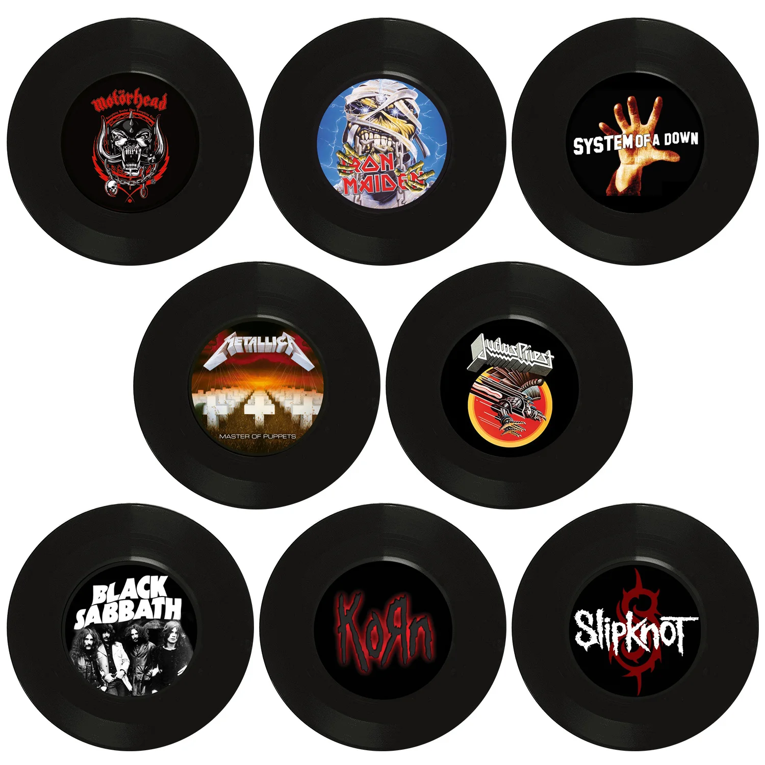 Jlnmmn Vinyl Record Plate, 8 Piece Set, Random Style, Decoration Wall, Roll Music, Party Decoration, Vinyl Record for Bars, Cafe, Home, Party, Black