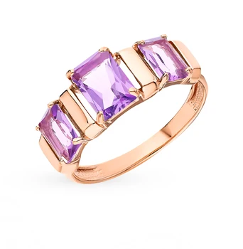 

Gold ring with amethyst sunlight sample 585