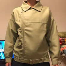 Women's Wild-Jacket Turn-Down-Collar Spring Zipper Black Fashion EAM High-Quality Loose