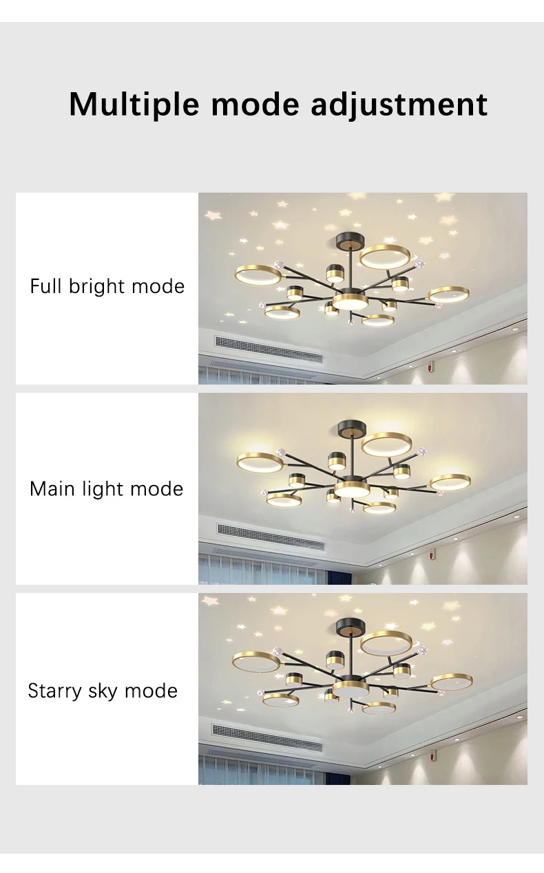 modern chandeliers Modern Creative Chandelier For Living Room Led Lights Starry Sky Romantic Golden Bedroom Loft Ceiling Lamp Baby Room Decoration chandeliers