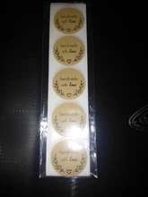 50 Uds. De pegatinas redondas de Kraft Natural hechas a mano, para scrapbooking, etiquetas adhesivas de sello de Gracias pegatina, papelería