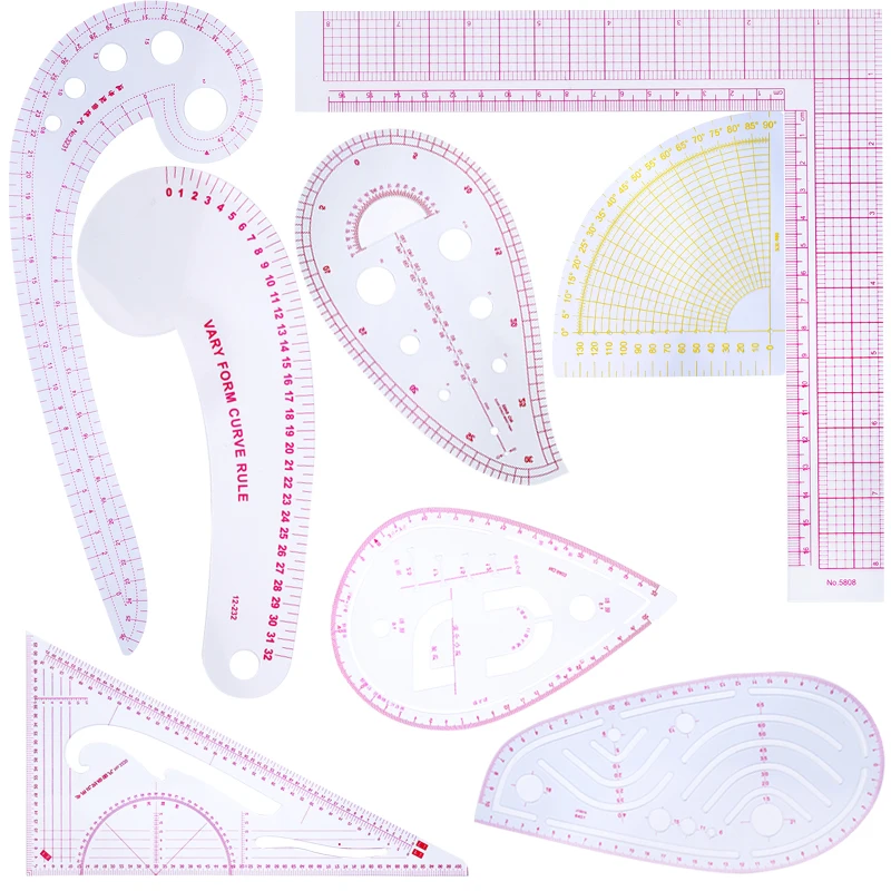 20 Pcs Cutting Ruler Plastic Sewing Rulers and Guides for Fabric French  Curve Quilting Tools Tailors