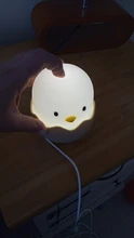 Luz Led nocturna para niños, lámpara de silicona suave recargable por USB, decoración de dormitorio, regalo, noche de pollito de Animal, sombra de Luna
