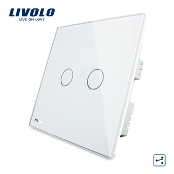 

Livolo Wall Switch, Crystal Glass Panel, AC 220-250V VL-C303S-White/Black/Gold,2 Gangs 2Way, Home Touch Screen Light UK Switch