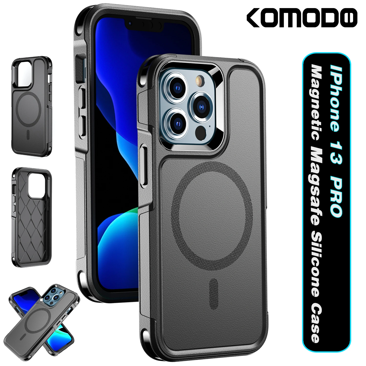 For iPhone 13 Pro Magnetic Case Military Grade Protection  Back Shockproof Phone Case for iPhone 13 12 Pro Max mini Bla iphone 13 pro max case