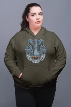 

Angemiel Wear Dinosaur Portrait Green Women 'S Hooded Sweatshirt