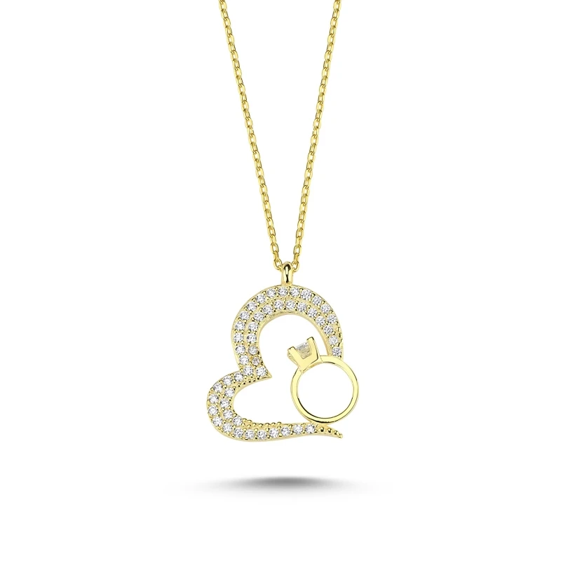

Silver 925 Sterling Heart and Engagement Ghost Pendant