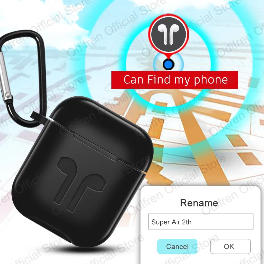 Ceny Super Air 2th bezprzewodowe słuchawki zmień nazwę znajdź mój telefon wykrywanie douszne słuchawki Bluetooth KO i60 i100 i200 i9000 TWS