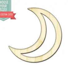 Вырезанное дерево в форме полумесяца-на заказ Выберите свой размер-Лазерная Резка деревянных художественных принадлежностей Настенный декор свадебный детский DCS0219