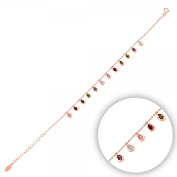 

KUTAYDAN 925 Sterling Silver Dangle Drop Zircon Stone Bracelet