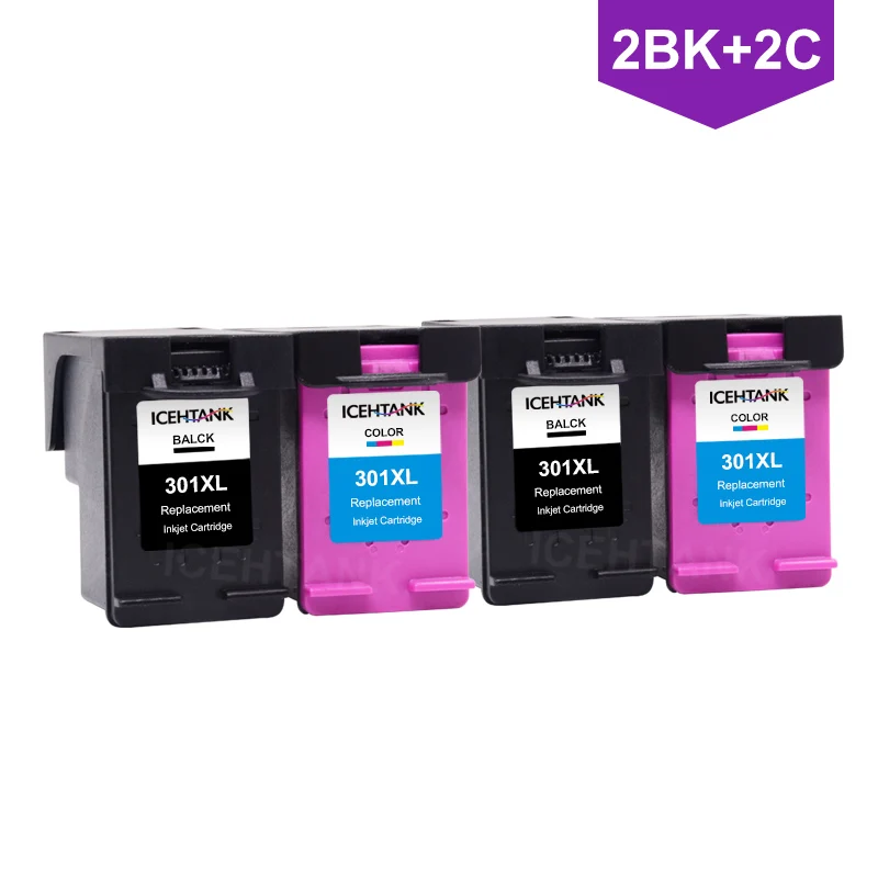 2 x Black 2 x Color ICEHTANK 301XL сменный картридж для hp 301 CH563EE CH564EE для струйного принтера hp Deskjet 1000 1050 2050 3000 - Цвет: 2 x Black 2 x Color