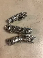 3 uds. De cabello trenzado de dragón de plata tibetano, cuenta trenzada, cuentas de tubo Dreadlock, anillo de CIPP, brazalete para trenzado de extensión de cabello
