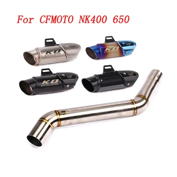 Slip On Motorcycle Exhaust Middle Link Pipe And 51mm Muffler Stainless Steel Exhaust System For CFMOTO NK400 650