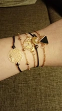 Nuevos Bohemios negro cuerda cadena pulsera para las mujeres aviones de Luna corazón brazalete con dije de cristal de la joyería de Boho