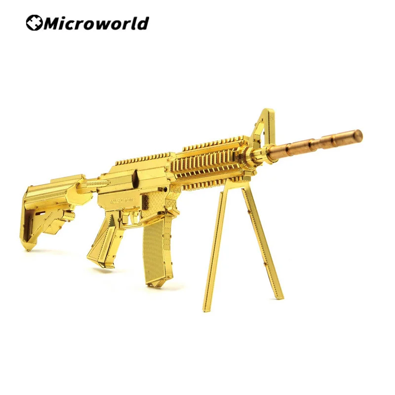 Microworld 3D Metal Puzzle Toys Military M4A8 Carbines Gun Models Kits DIY Classic Rifle Jigsaw Toy For Desktop Decoration Teen 3