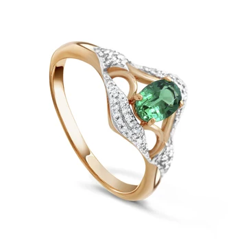 

Gold ring with emeralds and diamonds VALTERA 585 sterling silver