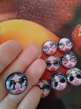 Botones a presión de 18mm para cara de niña, 10 Uds. Redondas mixtas, foto de cristal, cabujón, estilo para pulseras a presión de 18mm, regalo de joyería