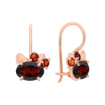

Gold earrings with Garnet sunlight sample 585