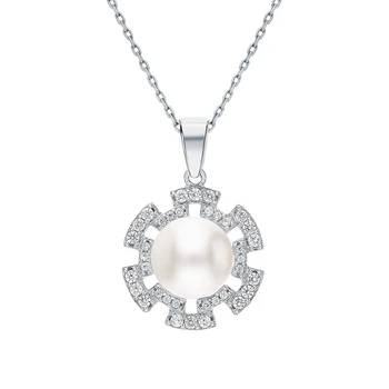 

Silver Pendant with cubic zirconia and pearls cultured sunlight sample 925