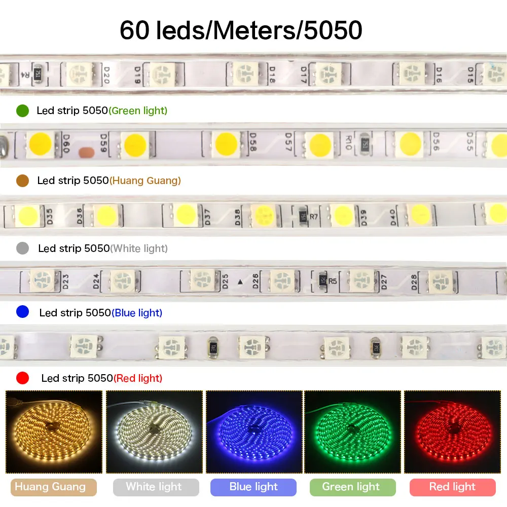 SMD 5050 Светодиодная лента гибкий светильник 60 светодиодный s/m Водонепроницаемый светодиодный светильник AC220V EU power Plug RGB/теплый белый/белый домашний Декор Светильник ing