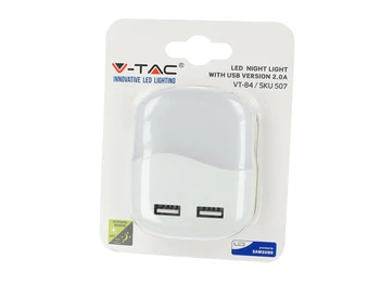 

Steplight Led night square 4000K charger 2 ports USB charger 2A photoelectric sensor SKU-508