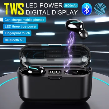 Tws bluetooth 5.0イヤホン充電ボックスワイヤレスイヤホンステレオスポーツ防水タッチイヤヘッドセットとマイク