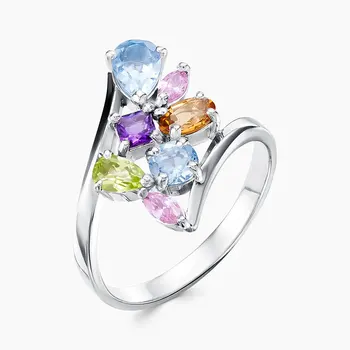 

Silver ring with Topaz and nano sitall