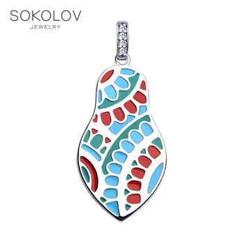 

SOKOLOV suspension of silver "Matryoshka" enamel and fianitami, fashion jewelry, 925, women's/men's, male/female, women's male, pendants for neck women