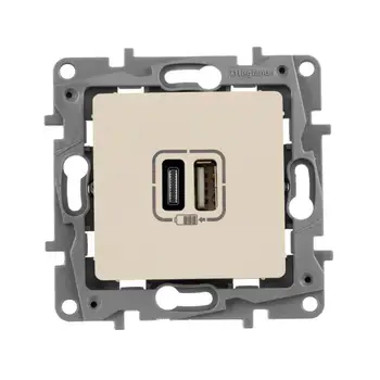 

Device Charger Etika with two USB-connectors type A-type C 240 V/5 v 3000ma SL. Bone leg 672336