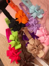 10 unids/lote nuevo diseño niños Arco de la cinta lazo diadema DIY tejer grogrén (ligamento tafetán cinta arco elástico bandas para el cabello accesorios para el cabello