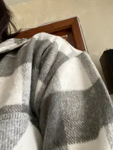 Loose Top Blouses Shirts Grey Plaid Pocket Chic Female Casual Fashion Women Ladies Streetwear