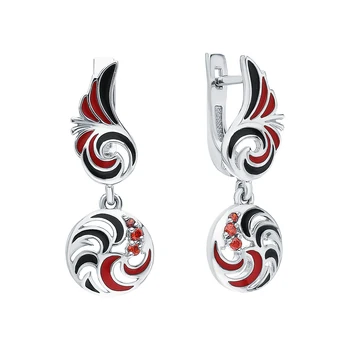 

Silver earrings with cubic zirconia and enamel sunlight