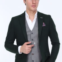 Мужской Блейзер Оуэн 20252-4 зеленый турецкий качественный стиль приталенный шерстяной Сделано в Турции настоящий европейский размер