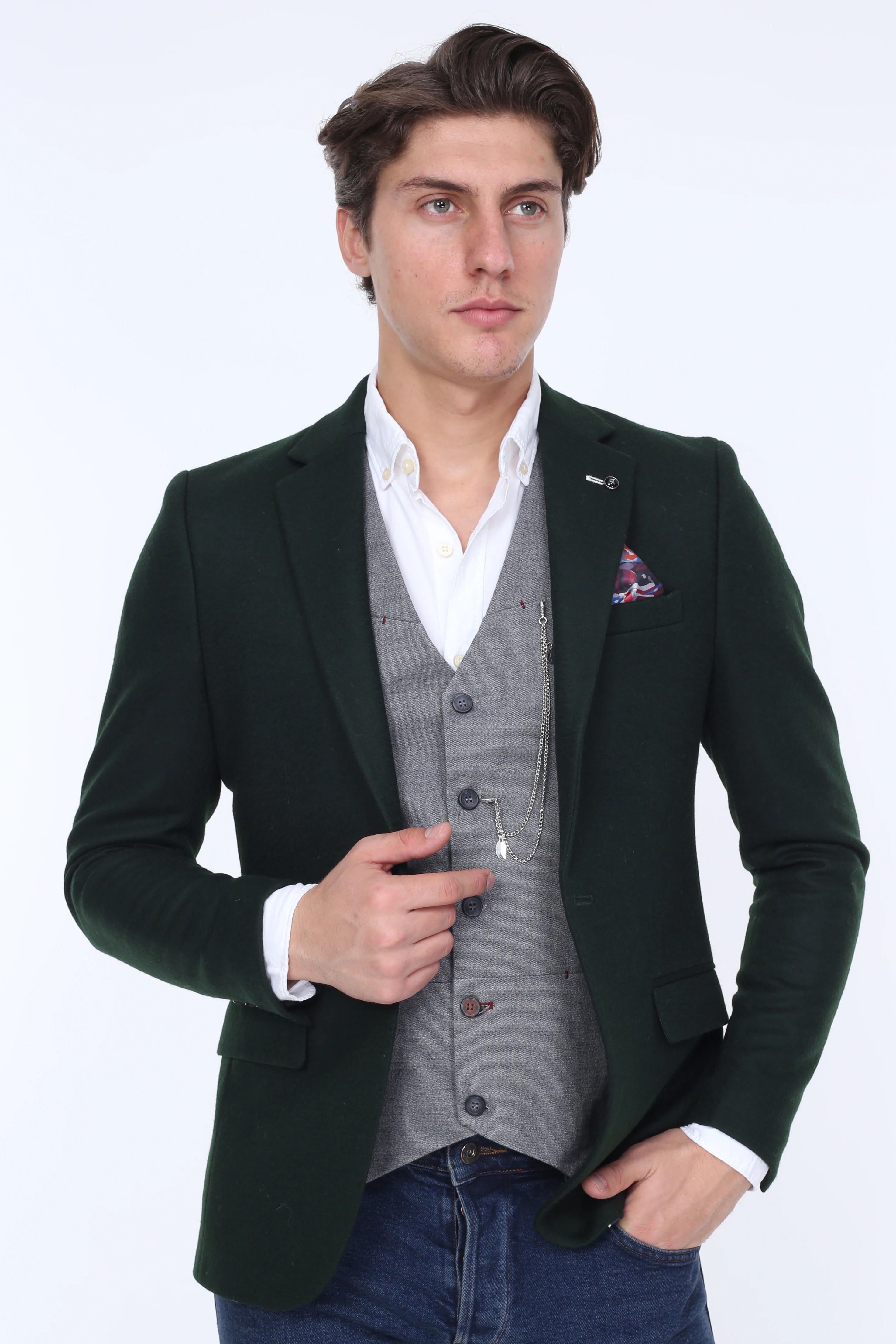 

MENS BLAZER JACKET OWEN 20252-4 GREEN For Men SLIM FIT WOOL MADE IN TURKEY REAL EUROPEAN SIZE ISTANBUL