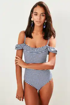 

Trendyol Striped Carmen Neck Swimwear TBESS19YC0043