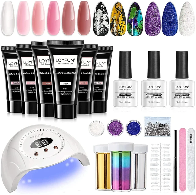 Biutee Nail Extension Gel Kit, 8 Colors Glitter Poly Nail Gel Kit Clear  Nude White Pink All-in-One Starter Manicure Kit Mother's Day Gift for Women  Nails Beginner DIY Nail Art at Home -