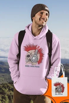 

Angemiel Wear Music Pink Male Hooded Sweatshirt Bags Kombin