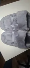 Warm Slippers Indoor Shoes Plush Waterproof Winter Home Short Gingham for Male Cozy Velvet